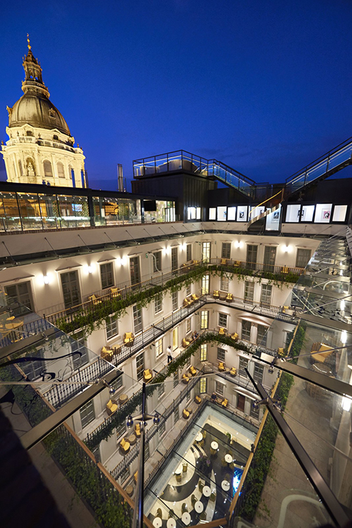 Aria Hotel Budapest at night